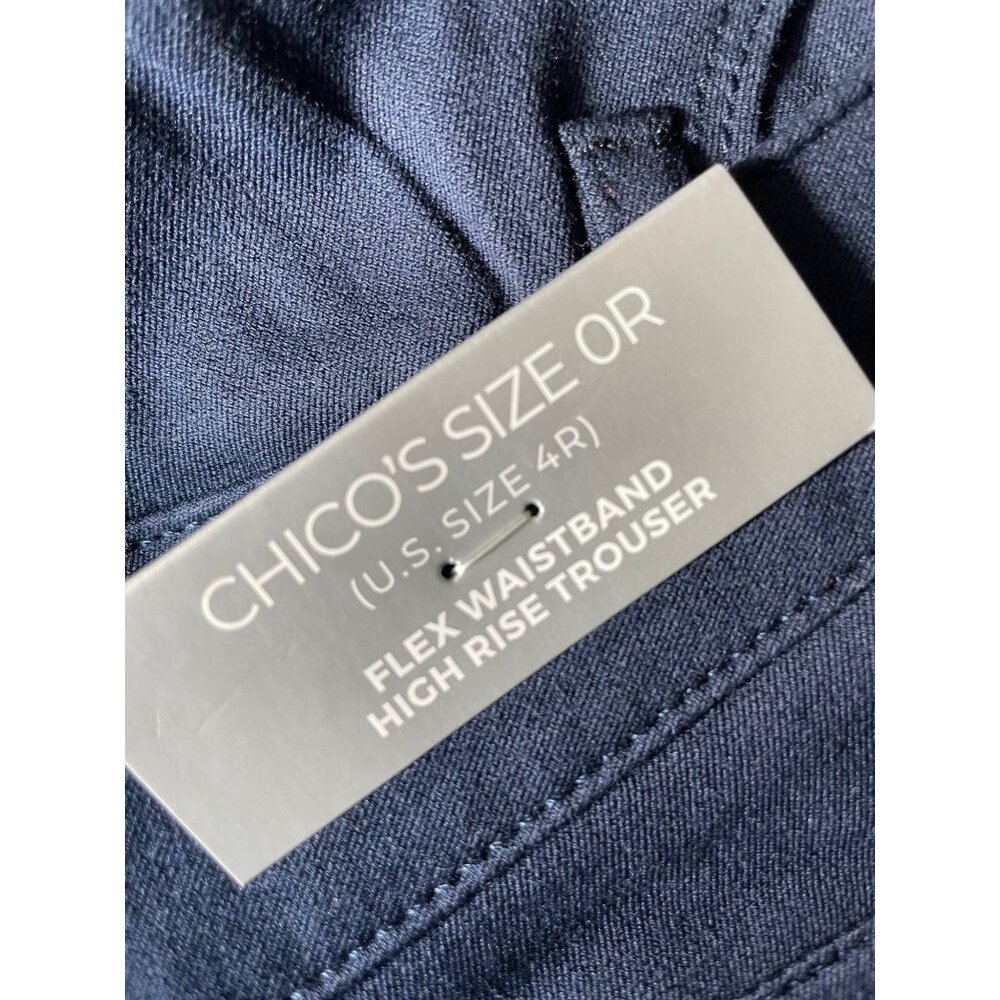 Chico's Women's Size 4R Navy Blue Flex Waistband High Rise Trouser Pants - Picture 5 of 7